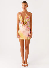 Bohemian Bliss Mesh Mini Dress - Sunburst Floral