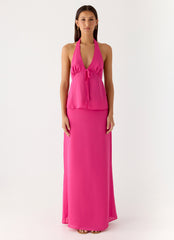 Ashlea Tie Front Top - Fuchsia
