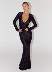 Astoria Long Sleeve Maxi Dress - Black