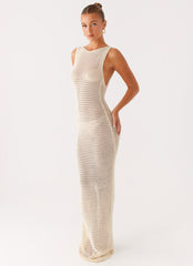 Beach House Crochet Maxi Dress - White
