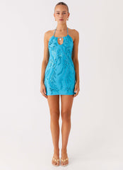 Bebe Beaded Mini Dress - Royal Blue