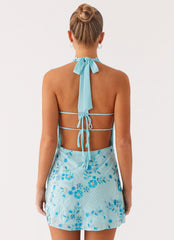 Cinzia Beaded Mini Dress - Blue