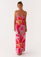 Claudie Maxi Dress - White Pink Lilly