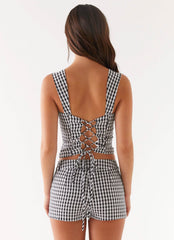 Clayton Tailored Shorts - Black Gingham