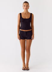 Coastline Cotton Micro Mini Shorts - Black