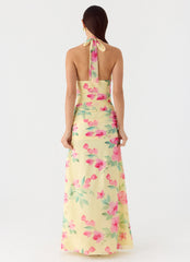 Colada Halter Maxi Dress - Lemon Soleil