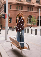 Corrida Backless Top - Chocolate Blue Dot