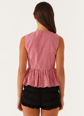 Cyrene Tie Top - Red Gingham