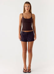 Delong Low Rise Linen Shorts - Black