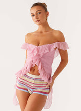 Dylan Off Shoulder Top - Pink