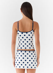 Elliot Mini Skirt - Porcelain Blue Polka Dot