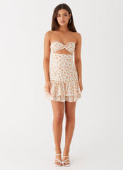 Elowen Daisy Mini Dress - White Ditsy Floral