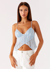 Glynne Frill Top - Baby Blue