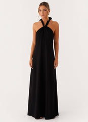 Golden Child Linen Maxi Dress - Black