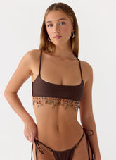 Hanuva Beaded Bikini Top - Chocolate