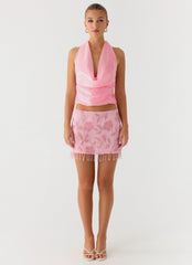 Iglesias Beaded Sequin Mini Skirt - Pink