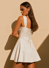 Jamaya Tie Mini Dress - Ivory