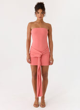 Jiliana Strapless Mini Dress - Coral