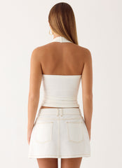Julien Mid Rise Denim Mini Skirt - Ivory