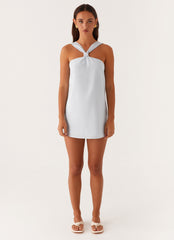 Keira Linen Micro Mini Dress - Blue