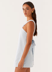 Keira Linen Micro Mini Dress - Blue