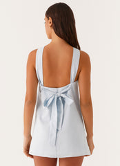 Keira Linen Micro Mini Dress - Blue