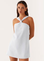 Keira Linen Micro Mini Dress - Blue