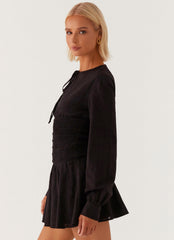 Kenzo Long Sleeve Mini Dress - Black