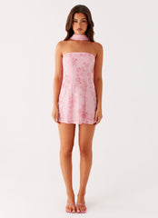 Kiesha Strapless Scarf Mini Dress - Pink