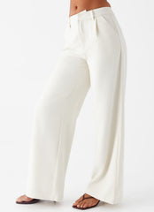 Leila Suiting Pants - Ivory