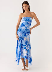 Lo Siento Midi Dress - Indigo Garden