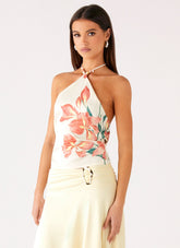 Loreta Beaded Tie Back Top - Siena Floral