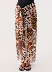 Low Tide Sarong Maxi Skirt - Leopard Hibiscus