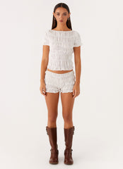 Mateo Ruched Top - White