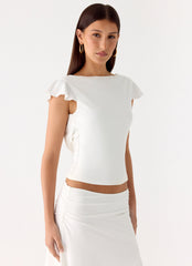 Maxina Cap Sleeve Top - White