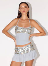 Merinda Halter Top - Misty Blue