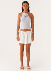 Miabella Low Rise Mini Skirt - White