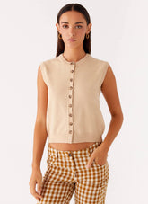 Mickey Knit Vest - Cream