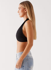 Milli Halter Beaded Top - Black