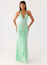 Miyah Halter Hardware Maxi Dress - Mint Blue