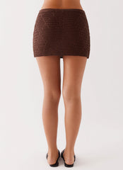 Nylah Crochet Mini Skirt - Chocolate