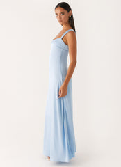 Odette Satin Maxi Dress - Blue