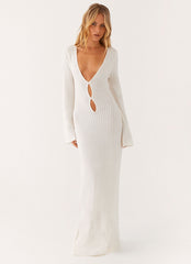 Open Air Knit Cut Out Maxi Dress - Ivory