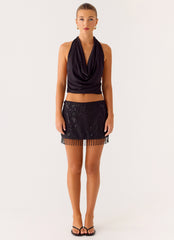 Overload Beaded Mini Skirt - Black
