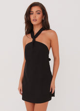 Keira Linen Micro Mini Dress - Black