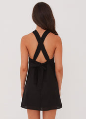 Keira Linen Micro Mini Dress - Black