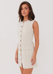 Castello Fiore Linen Mini Dress - Oatmeal