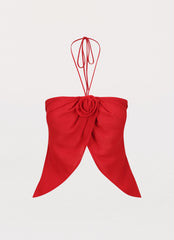 Nightfall Rose Tie Top - Rouge Red