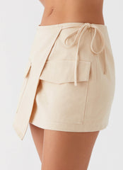 Rae Tie Side Pocket Skirt - Ivory