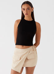 Rae Tie Side Pocket Skirt - Ivory